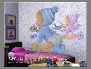Sims 4 — MB-HappyWall_Baby by matomibotaki — MB-HappyWall_Baby, sweet little baby walltattoo with birds, comes in 2