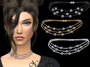 Sims 4 — NataliS_Three-layered choker with crystals by Natalis — Three-layered choker with crystals. FT-FA-YA. 6 colors.
