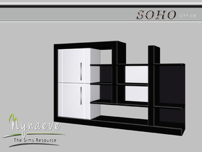Sims 4 — Office Bookcase by NynaeveDesign — Soho Office - Bookcase Located in: Storage - Bookcases Price: 500 Tiles: 3x1