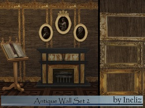 Sims 4 — Antique Wall Set 2 by Ineliz — This antique wall set contains 4 different patterns and a base wallpaper. Happy
