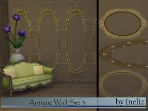 Sims 4 — Antique Wall Set 3 by Ineliz — This panel wall set contains 4 patterns and a base wallpaper. Happy simming!