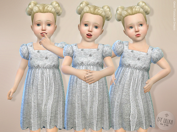 Sims 4 — Gray Toddler Dress by lillka — Gray Toddler Dress New item / one style I hope you like it :) Hair by Kiara