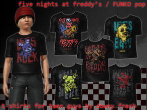 Sims 3 — Five Night At Freddy's/Funko Pop T-Shirts for Teen Guys by Downy Fresh — Six T-Shirts by Funko, images feature