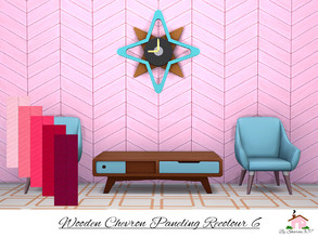 Sims 4 — Wooden Chevron Paneling Wall Recolour 6 by sharon337 — Wooden Chevron Paneling Wall in 5 different colours in