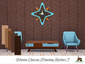 Sims 4 — Wooden Chevron Paneling Wall Recolour 9 by sharon337 — Wooden Chevron Paneling Wall in 5 different colours in