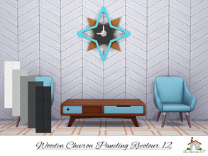 Sims 4 — Wooden Chevron Paneling Wall Recolour 12 by sharon337 — Wooden Chevron Paneling Wall in 5 different colours in