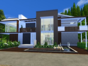 Sims 4 — Aviana by Suzz86 — Modern Home featuring kitchen,dining area with fireplace and livingroom. 3 Bedroom, 1