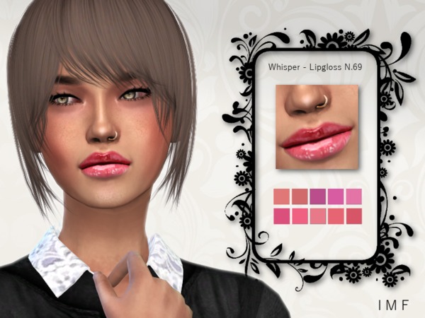 Sims 4 — IMF Whisper Lipgloss N.69 by IzzieMcFire — Whisper Lipgloss N.69 contains 10 colors. Standalone item with