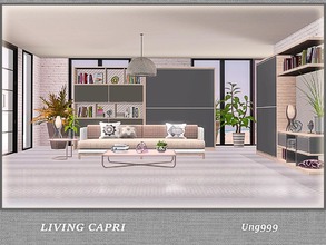 Sims 3 — Living Capri by ung999 — A modern living room set includes the following items: Bookcase Books Cabinet Wall Unit