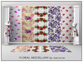 Sims 3 — Floral Miscellany_marcorse by marcorse — Five Fabric patterns - all with a floral motif. [If you do not wish to