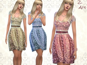 Sims 4 — VintageZ. 05 by Zuckerschnute20 — A dress in the vintage style with perforated lace overlay on fine satin fabric