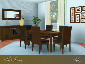 Sims 3 — Lily Dining by Lulu265 — A contemporary dining set in wood . Included are 3 wood options , but the set is fully