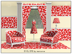 Sims 3 — Evil Eye_marcorse by marcorse — Geometric pattern: weird eye shapes in red black and white
