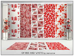 Sims 3 — Of Red and White_Marcorse by marcorse — Five collected patterns in red and white. [If you do not wish to