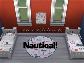 Sims 4 — 'Nautical!' set by aitanadelafuente — Recolor. Bed + poster + rug.