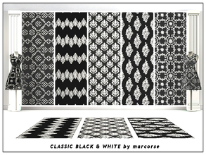 Sims 3 — Classic Black and White_marcorse by marcorse — Five classic black and white Fabric patterns. [If you do not wish