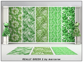 Sims 3 — Really Green 2_marcorse by marcorse — Five selected patterns in shades that can only be described as 'really
