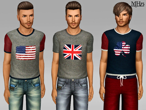 Sims 3 — S3 Vintage Flag Tees by TSR Archive — -Some cool male tshirt with vintage flag images -3 recolourable channels