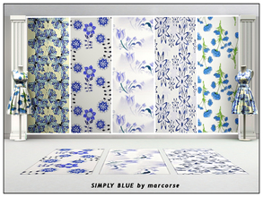 Sims 3 — Simply Blue_marcorse by marcorse — Five simple patterns in blue and white. All are found in Fabrics. [If you do