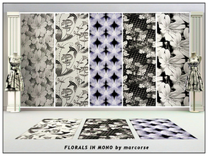 Sims 3 — Florals in Mono_marcorse by marcorse — Five floral patterns in monochrome. Trumpet Lily is found in Abstract,