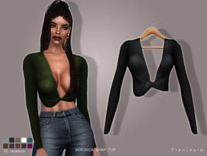 Sims 4 — Set80- VERONICA Wrap Top by Cleotopia — This casual wrap top is all you need to glam up a look. The soft silk