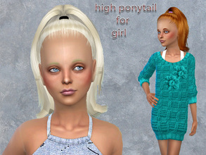 Sims 4 — high ponytail for girl by neissy — new hairstyle 9 colors natural compatible with hat