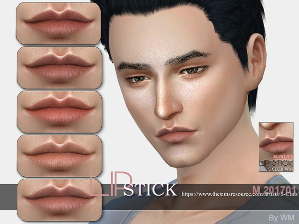 Sims 4 — S-Club WM ts4 Lipstick M 201701 by S-Club — Lipstick for men, natural style for the sims, hope you like, thank