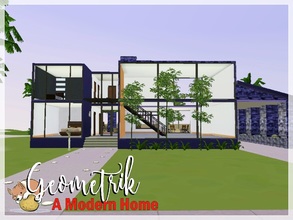 Sims 3 — Geometrik: A Modern Home by PotatoCorgi — Geometrik is a modern home situated by the beach. This house is