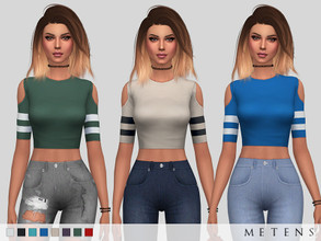 Sims 4 — Alisia Top by Metens — Comes in 8 colours. EA mesh edit by me I hope you like it! :) Please if you notice