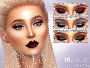 Sims 4 — Fontar Eyeshadow  by taraab — A new eye shadow design that comes in 16 colors! Available for sims aged teen to