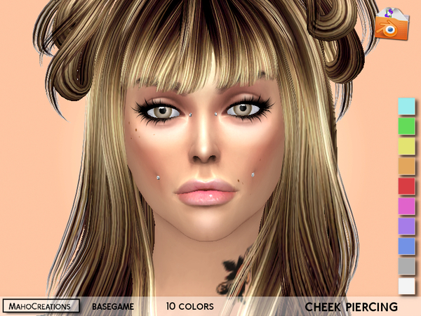 Sims 4 — Cheek Piercing (Ring Left Section) by MahoCreations — - basegame - 10 colors - teen to adult - female and male