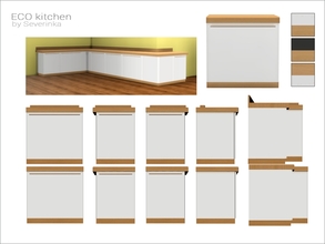 Sims 4 — [ECO kitchen] - counter 02 by Severinka_ — Kitchen counter with gorizontal handles 10 modules Build/Buy