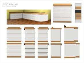 Sims 4 — [ECO kitchen] - counter 03 by Severinka_ — Kitchen counter with three gorizontal handles 10 modules Build/Buy