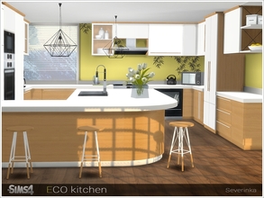 Sims 4 — ECO kitchen by Severinka_ — A set of furniture and decor for the kitchen in eco-style. Textures of natural wood,