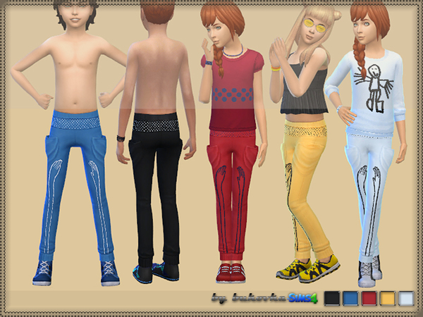 Sims 4 — Pants Hands by bukovka — Pants for children of both sexes. Are installed autonomously, 5 variants of coloring.