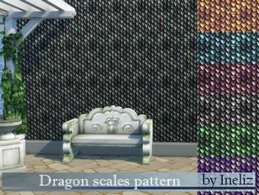 Sims 4 — Dragon scales pattern by Ineliz — A set of wall texture with dragon-like scales pattern. Comes in 7 colors.