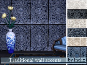 Sims 4 — Traditional wall accents by Ineliz — A set of light and dark wallpapers. Happy simming!