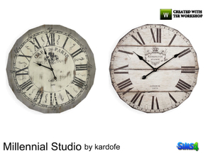 Sims 4 — kardofe_Millennial Studio_Clock by kardofe — Wall clock, wooden and large, two different models 