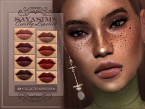 Sims 4 — Cecilly Lipstick by SayaSims — 39 Colour options Custom Thumbnail Works with all skins and overlays Teen to