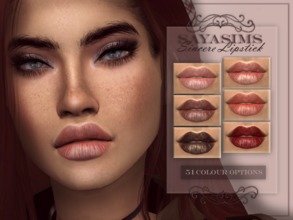 Sims 4 — Sincere Lipstick by SayaSims — 51 Colour options Custom Thumbnail Works with all skins &amp;amp; overlays