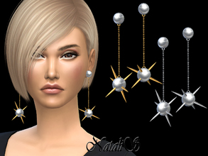 Sims 4 — NataliS_Spikes pearl drop earrings by Natalis — Spikes and pearl drop earrings. FT-FA-YA 3 colors.