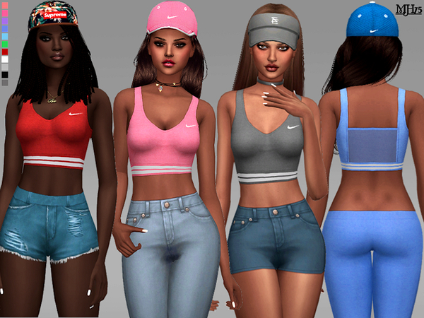Sims 4 — S4 Sports Pro Tops by Margeh-75 — -Some cool sporty tops for your sims casual wear or swimming, workout etc -cas