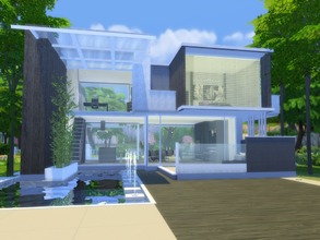 Sims 4 — Avery by Suzz86 — Modern Home featuring kitchen with breakfast bar ,and livingroom with bar. 2 bedroom, 1