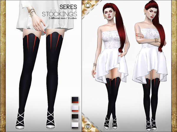 Sims 4 — Seres Stockings by Pralinesims — Stockings in 4 colors, 2 versions.