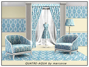 Sims 3 — Quatre_Aqua_marcorse by marcorse — Geometric pattern - quatrefoil design in shades of aqua.