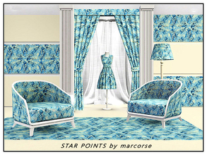 Sims 3 — Star Points_marcorse by marcorse — Geometric pattern: fragmented design of 4-pointed star shapes in blue on