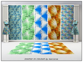 Sims 3 — Shaped in Colour_marcorse by marcorse — Five selected patterns contaning abstract/geometric shapes. Crosshatch