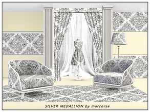 Sims 3 — Silver Medallion_marcorse by marcorse — Metal pattern: chased silver medallion with diamond definition.