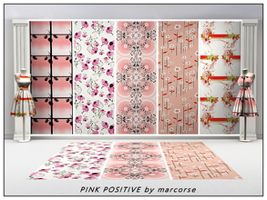 Sims 3 — Pink Positive_marcorse by marcorse — Five collected patterns in shades of pinik. . Found in Fabrics, except