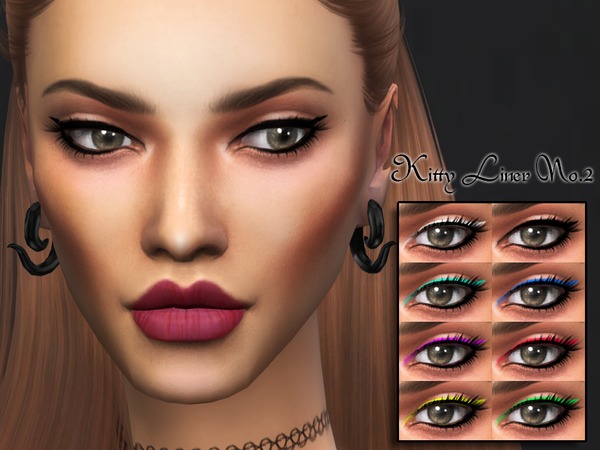 Sims 4 — KM Kitty Liner No.2 by KittyMeow2 — Eyeliner in 8 colours Custom Thumbnail Hope you like!